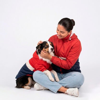 Chaqueta Impermeable Humano Rojo Azul